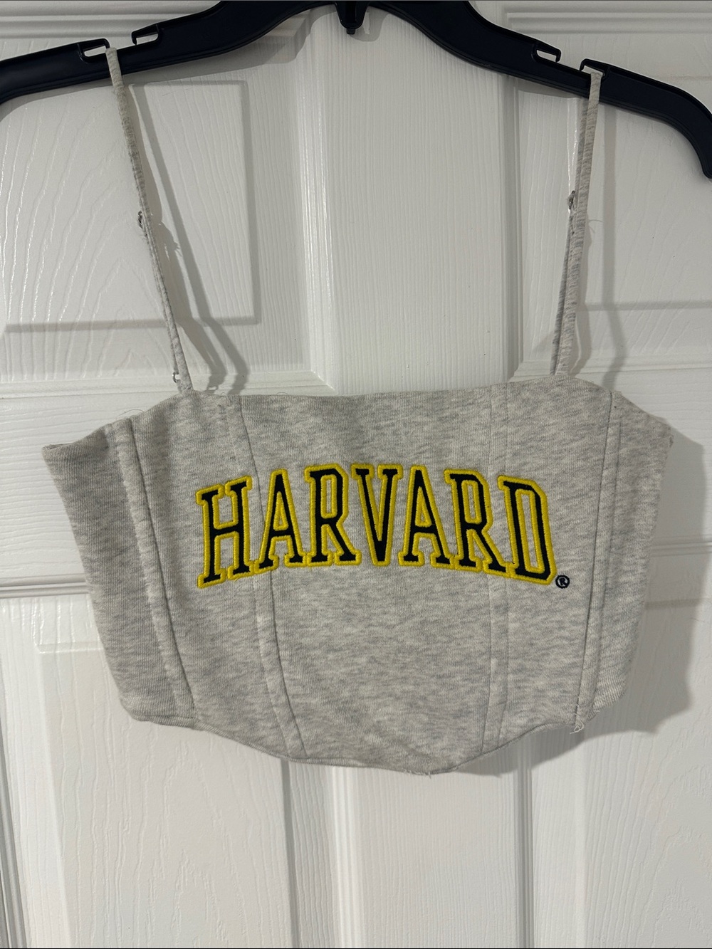 Zara Gray Harvard Cropped Tank Top